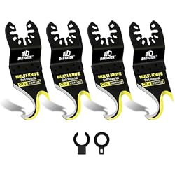4pcs Oscillating Multi Tool Hook Knife Blade, Multitool Saw Blades for Cutting Trimming Roofing Shingles, Carpet, Cardboard, Artificial Turf