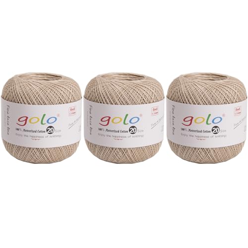 Image of golo 3 Balls Crochet Thread Size 20 Embroidery Thread Crochet Yarn for Hand 731
