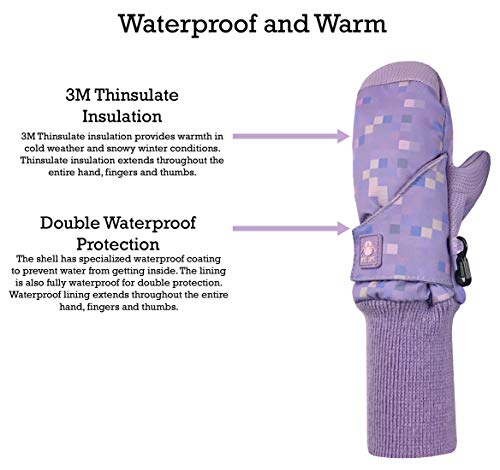 image for N'Ice Caps Kids Waterproof Snow Mittens Cold Weather Thinsulate Insula
