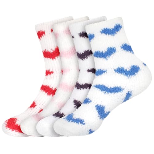 Image of BambooMN Colorful Fuzzy Socks - Assorted Super Soft Warm Microfiber Comfy Home Socks - Value Pack
