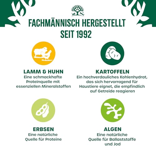 James WELLBELOVED 12 x 90g Hund Portionsbeutel Nassfutter ohne Getreide, Lamm & Huhn mit Gemüse in Sauce