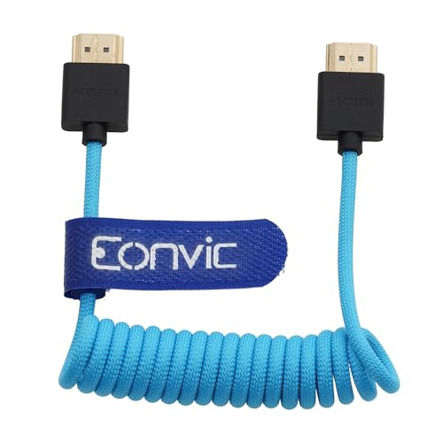 Cable HDMI 2.1 8K en espiral contra tirones en Atomos Ninja V 2