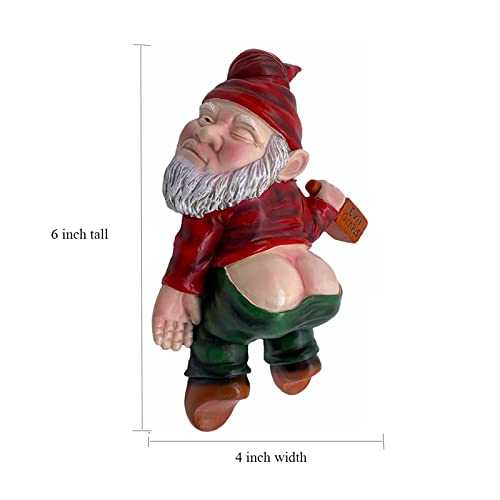 Minicar Funny Garden Gnomes Statues Outdoor Decor, Naughty Dwarf Figurine Inappropriate Knome Lawn Ornaments Yard Sculpture Decoration, Novelty Gifts For Women Men(Red) #TOP2