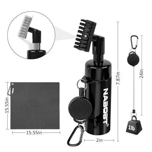 nabobt Golf Towel and Brush Set, Premium Golf Towel(16x16 inch) & Splash Golf Club Cleaner Brush Set, Retractable Clip Golf Cleaner Brush & Super Absorbent Microfiber Towel, Golf Accessories for Men - Thumbnail 5