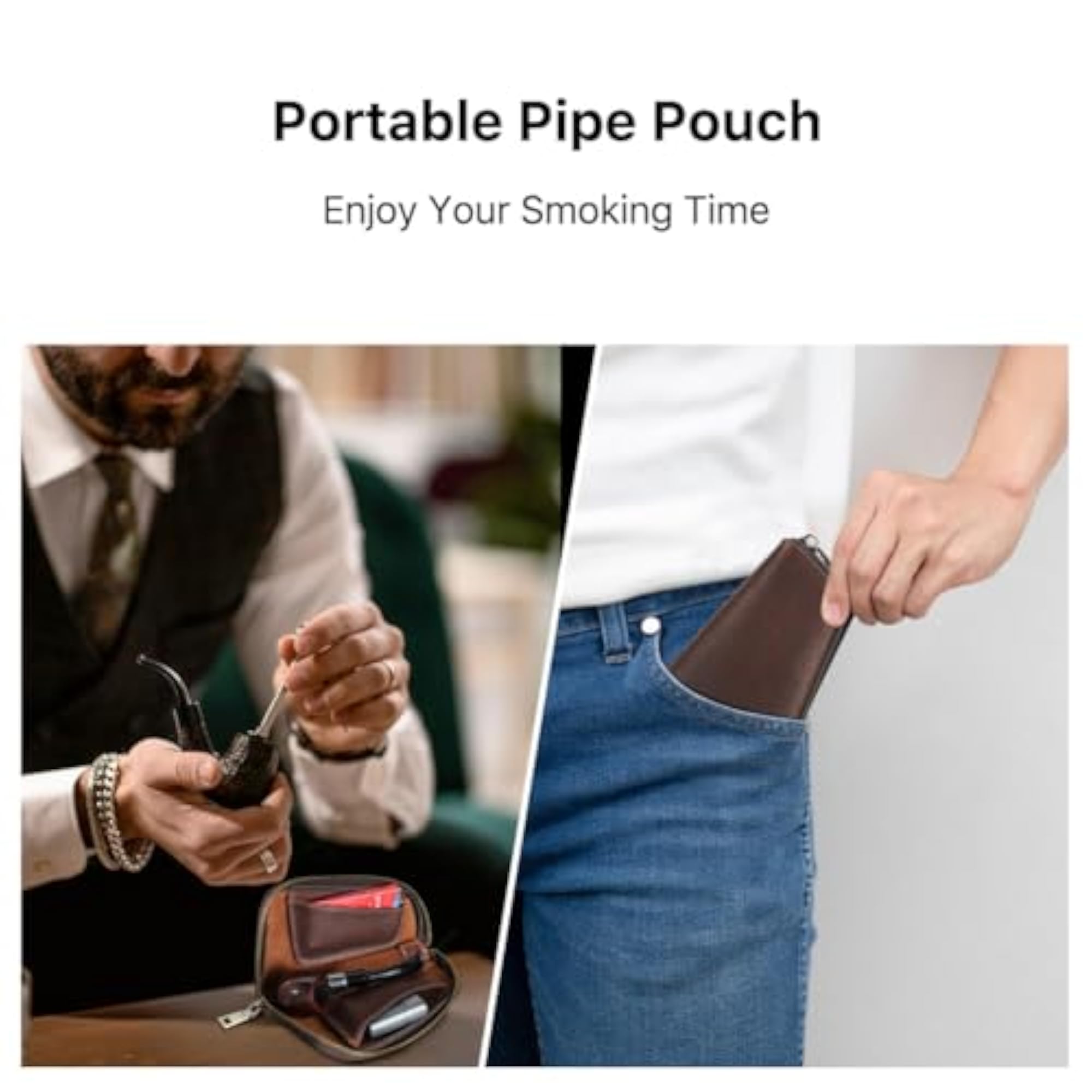 Genuine Leather Pipe Case for Tobacco Pipes