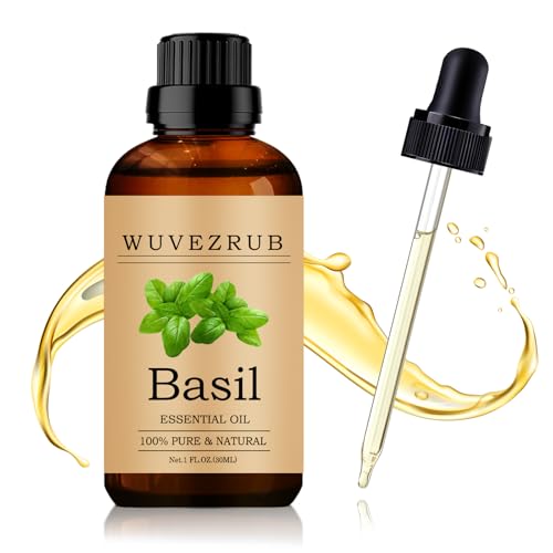 Wuvezrub Basil Essential Oil 30ML - 100% Pure and Natural Oils for Aromatherapy Diffuser - 1 Fl Oz/Basil