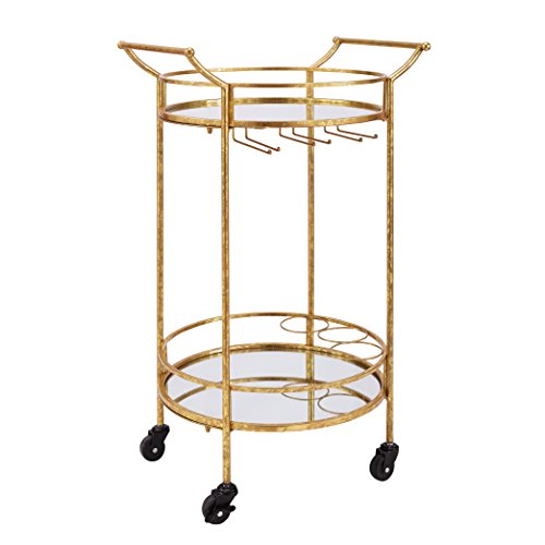 Linon Round Metal And Mirror Bar Cart In Gold #TOP5