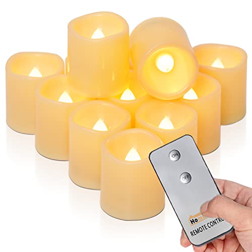 Homemory Flameless Votive Candles With Remote, 12Pack Flickering Battery Operated Led Tealight Candles, Realistic Fake Candle For Wedding, Halloween, Christmas Decor(Warm White, Battery Included) #TOP16