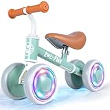 LOL-FUN Baby Balance Bike for 1 Year Old Boys Girls Toy Birthday Gift, Colorful Lighting Balance Bike for Toddlers 12 18 Months with 4 LED Wheels & Adjustable Seat