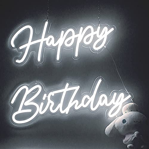 Feliz Cumpleaños Letrero de Neón LED 56 x 40 cm"Happy Birthday" Luces Artísticas Luces de Fiesta Decorativas de Pared Feliz Cumpleaños Cover