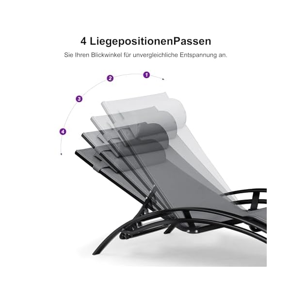 PURPLE LEAF Sonnenliegen-Set Grau mit Tisch