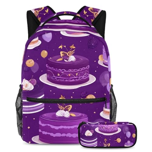 Cartable enfant violet motif dessert avec trousse scolaire Smart Choice