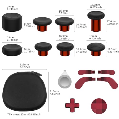 Image of CHARM FOCUS 16-in-1 Metal Thumbsticks Replacement Kits for Xbox Elite Series 2, Xbox Elite 2 Controller Accessories, Includes Magnetic Joysticks, Paddles, Silicone Caps, D-Pads, 1 Tool (Volcano Red)