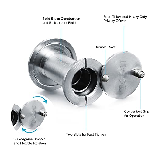 Togu Tg3016Yg-Spc Ul Listed Solid Brass Hd Glass Lens 220-Degree Door Viewer Peephole With Heavy Duty Privacy Cover For 1-3/8" To 2-1/6" Doors, Satin Chrome Finish #TOP5