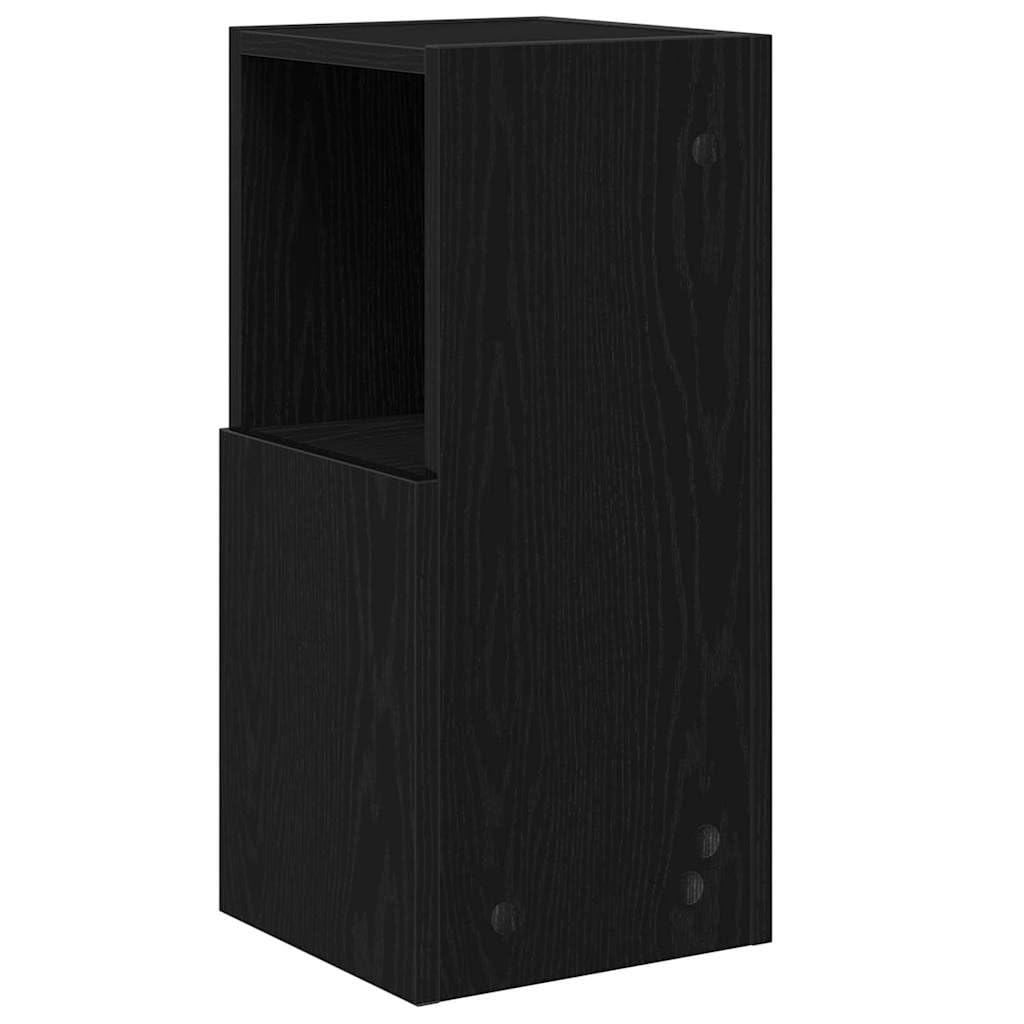 Hothingwell Szafka narożna dębowa czarna 25,5 x 25 x 55 cm z drewna inżynieryjnego, nowoczesna półka narożna z matowym wykończeniem, oszczędność miejsca do salonu, książek i dekoracji, mocowanie