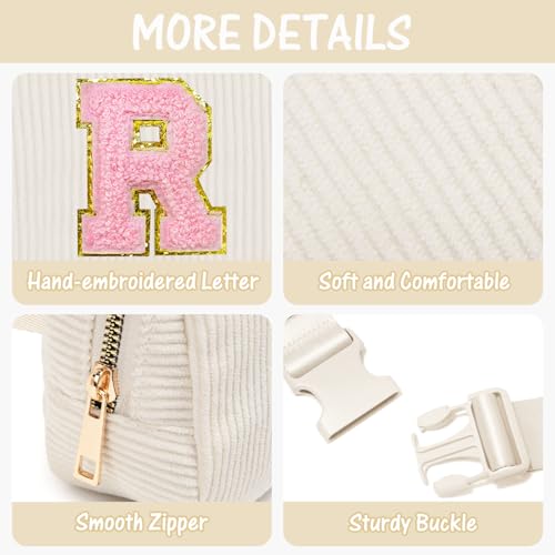 Image of Gitus Gifts for Teen Girls 10-12 12-14 14-16 16-18 Birthday Gifts for Girls Women Sister Teacher Initial Belt Bag Fanny Pack Crossbody Bags for Teen Girl Gifts Trendy Stuff Travel Essentials (Ivory-R)