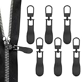 Reißverschluss Anhänger, 6 Stück Metall Ersatz Zipper, Abnehmbares Reißverschluss für Reparatur, Bekleidungsjacken, Koffer, Hosen, Jeans, Mantel, Gepäck, Geldbörse - Schwarz
