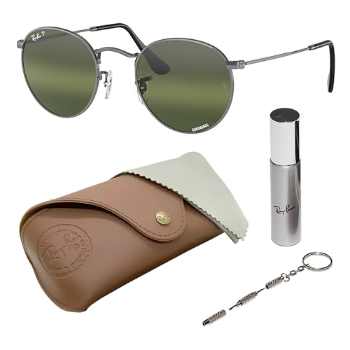 Image of Ray-Ban RB3447 ROUND METAL CHROMANCE POLARIZED Round Shape Sunglasses for Men with Official Eyewear Kit