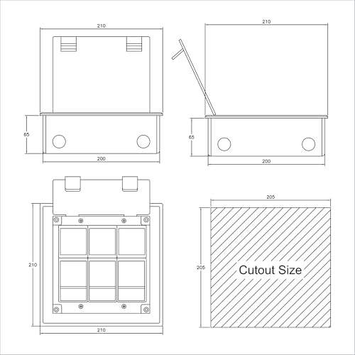 Image of MX 15-Module Floor Pop-Up Box - Stainless Steel Flush Mounting 45 Series Modules, 90 Top Cover, Concrete Floor Installation, Silver