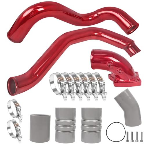 Turbo Intercooler kit Pipe Boot and Intake Elbow for 2003-2007 Ford F250 F350 F450 F550 Super Duty Intercooler Pipe Boot kit 6.0L Powerstroke Diesel-Red