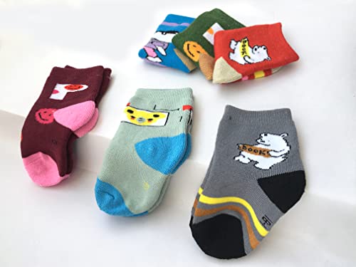 Image of Winter Warm Socks for Kids Toddlers Boys Girls Thick Thermal Woolen Socks Terry Lined Cozy Ankle Socks for Children (Pack of 6 Pairs)