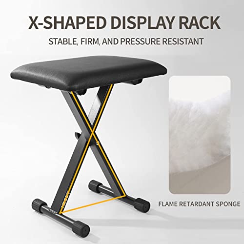 Aodsk Sustain Pedal For Keyboard Digital Piano Foot Pedal Universal Keyboard Bench X-Style Cushion Padded,Piano Bench Adjustable Collapsible Stool Chair Seat #TOP6