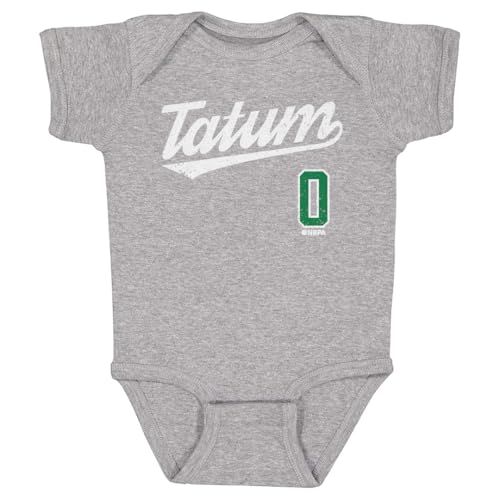 500 LEVEL Jayson Tatum One-Piece Infant Bodysuit - Jayson Tatum Script W WHT (Heather Gray, 6M)