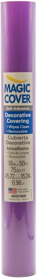 Magic Cover Self-Adhesive Vinyl Shelf and Drawer Liner, 18" x 16', Purple (16F-18872-06) 3"W x 18"L Purple