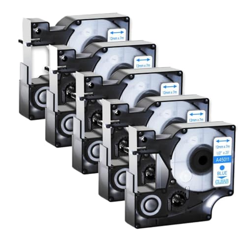 12mm���~�l�[�g���x���e�[�v3/4/5/10�p�b�N���x���v�����^�[D1 45013 45010���x���}�l�[�W���[�p���{��160 450�̃��{��(5PK Blue on Clear)