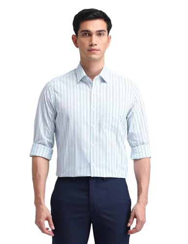 Image of Arrow Men Slim fit Cotton Striped Long Sleeves Cutaway Collar Shirt
