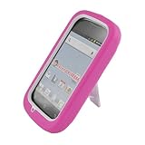 For Huawei Ascend Y M866 H866C Hybrid Hard Rubber Case White Pink With Stand
