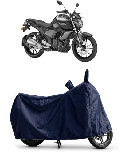 Image of Shield Heavy Duty Bike Cover for Yamaha Fz Fi | All-Season, Tear-Proof Fabric | with Side Mirror Pocket & Buckle Belt | Yamaha Fz Fi Bike Cover (Blue)