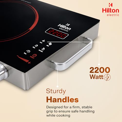 Image of Hilton Electric Premium 2200-watt Radiant Infrared Cooktop with Free Stainless Steel Grill for barbecue |3 Preset Functions | Digital Display |Timer Control | Over Heating Protection(1 Year Warranty)