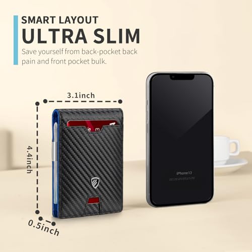 Image of RUNBOX Mens Slim Wallet with Money Clip RFID Blocking Bifold Credit Card Holder for Men with Gift Box