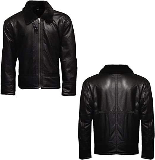 Image of Men's B3 Real Leather Aviator Bomber Jacket with Faux Shearling, RAF Winter Coat