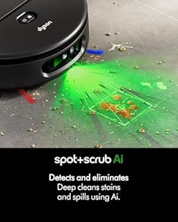 Dyson Spot+Scrub™ AI, Wet & Dry Robot Vacuum, Self‑Cleaning Wet Roller, 4× Carpet Suction Boost, Self‑Emptying, Self‑Cleaning, Self‑Refilling, AI Stain Elimination (Black/Blue)