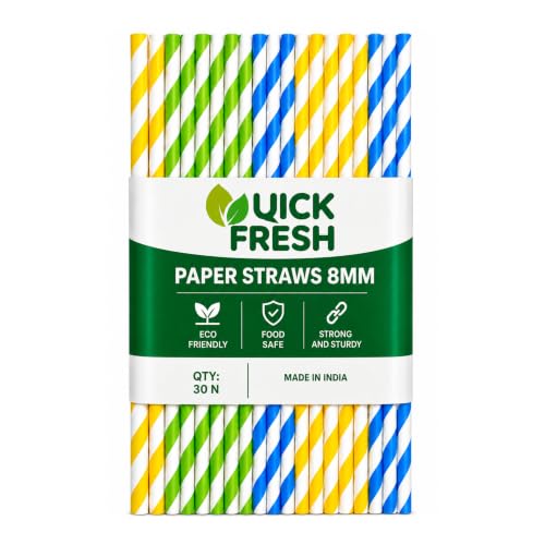 Image of Paper Straws Colour, 8mm, Pack of 30