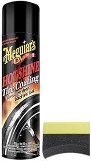MEGUIAR'S Hot Shine Tire Spray (15 oz) Bundle with 1 Applicator Pad (2 Items)