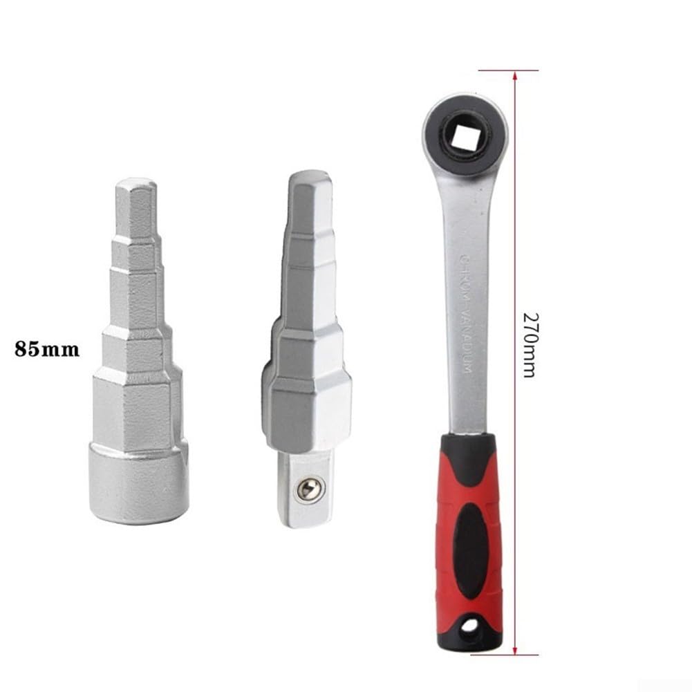 Lioaeust Clé à cliquet pour radiateur étagée, poignée réglable en acier au carbone pour la plupart des valves de radiateur, tétons, bouchons, connecteurs de réservoir (A)