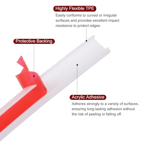 sourcing map U-förmiges Kantenband, 15/32 Zoll x 9,8 Fuß (12 mm x 3000 mm), Selbstklebender Flexibler TPE-Furnierkantenkantenschutz für die Reparatur von Möbeln, Schränken und Tischen, weiß