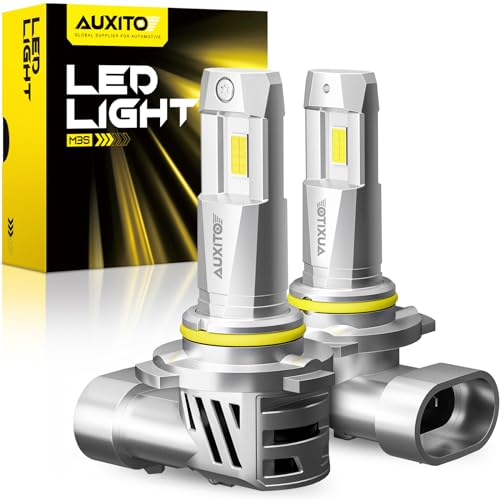 AUXITO Latest 9005/HB3 Light Bulbs Ultra Brightness 1:1 Halogen Size 6500K Cool White 20-Year Long Service Life Fog Light with Cooling Fan Plug and Play Pack of 2