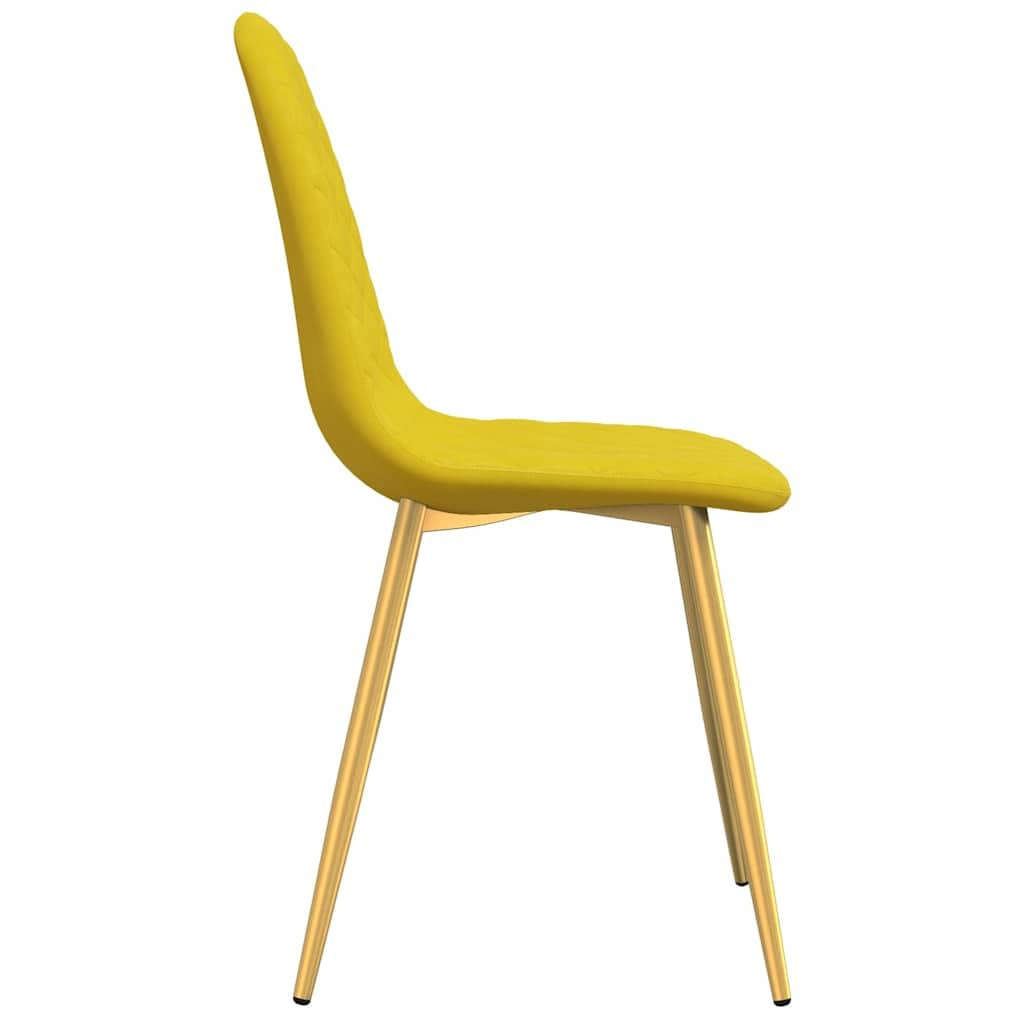 Lot de 4 Chaises à Manger Jaune Moutarde Velours