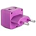 European Plug Adapter by Yubi Power 2 in 1 Universal Travel Adapter with 2 Universal Outlets - 2 Pack - Purple - Type C for Europe, France, Germany, Russia, Spain & more..
