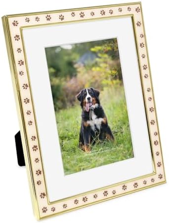 Isaac Jacobs 6x8 (Matted 4x6) Gold Metal Enamel Frame with Brown Paw Print image 5