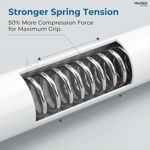 Image of Herrlich Homes Retractable Wardrobe Curtain Rod 58 to 85 cm Tension Rod | 21 mm Diameter | Multipurpose | Metal | No Drilling | Extendable Rod for Windows Cabinet | With adhesive sticker