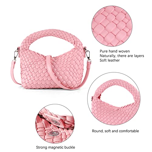 Image of Maydear Woven Purse for Women, Small Top Handle Handbag with Detachable Shoulder Strap, Crossbody Bag