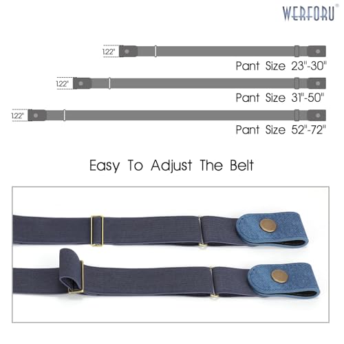 Image of WERFORU No Buckle Stretch Belt for Women and Men Elastic Waist Belt up to 72 Inches for Jeans Pants