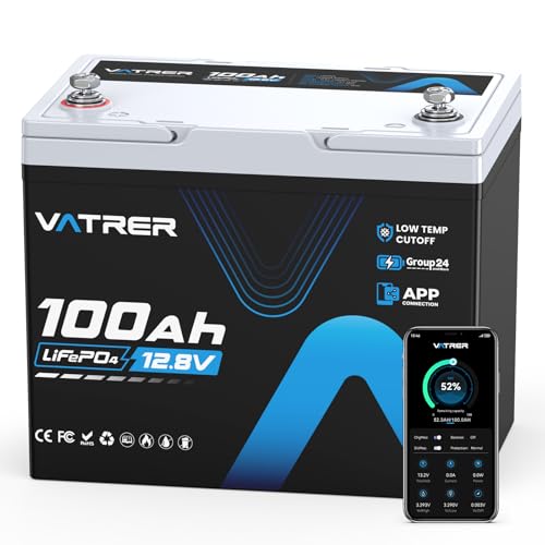 Image of 12V 100Ah Group 24 Lithium Deep Cycle Battery, 150A BMS Rechargeable LiFePO4 APP Monitoring Battery, Low /High Temperature Cutoff Protection, Perfect for RVs, Boats, Off-Grid, Home Energy Storage