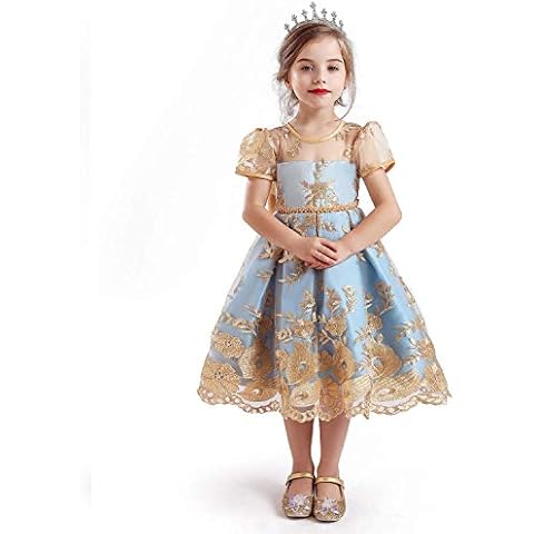 TTYAOVO Fancy Girl Dress New Year Party Evening Dresses Elegant Princess Dress Ball Gowns Wedding Kids Dresses for Girls Size (130) 5-6 Years 703 Yellow Cover