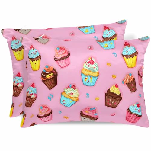 T&H XHome Satin Silk Pillowcase for Hair and Skin, Standard Cute Modern Art Cartoon Super Soft Pillow Cases Silky Bed Pillowcovers Wrinkle Free with Hidden Zipper 20